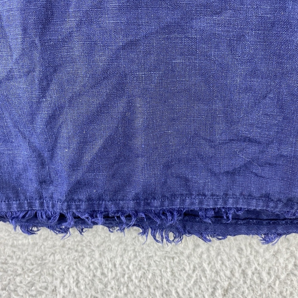 Tommy Bahama Dress Women's Small Blue Linen Frayed Hems A Line Zip Beach Aloha - Picture 4 of 8